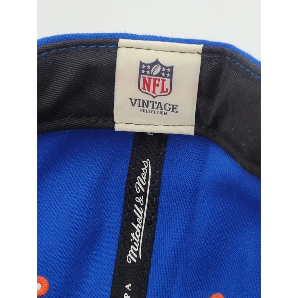 Denver Broncos Hat Cap Snap Back Blue Orange Mitchell & Ness NFL Team Logo Mens